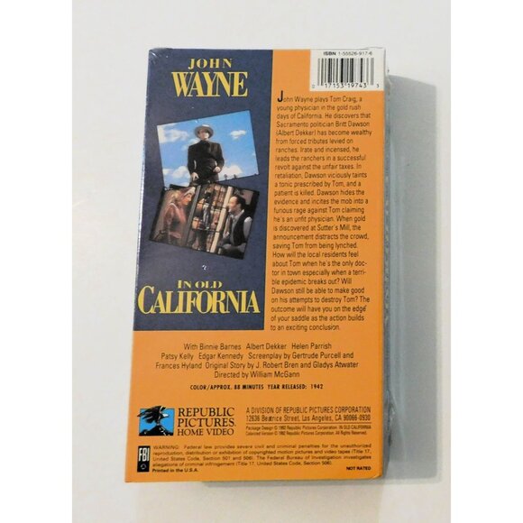 In Old California John Wayne VHS 1942 Movie Digital Color Sealed - Picture 2 of 3